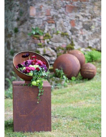 40 cm Kugeln Edelrost Kugel mit unregelmäßigen Goldstreifen - Durchmesser 40 cm Edelrost Kugel mit unregelmäßigen Goldstreifen
