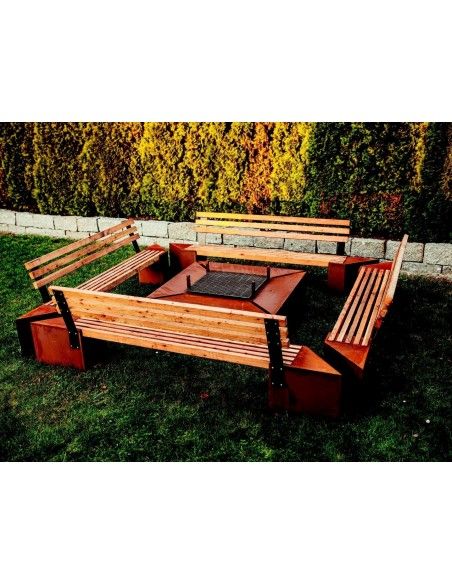Grillstellen + große Gartengrills Friendship Bank für Feuerstelle, Höhe 77cm Länge 250 cm 
Höhe 77 cm
Länge 250 cm
Tiefe 34 c