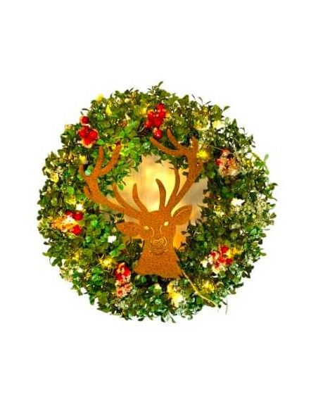 Deko zum Hängen kleiner Edelrost Hirschkopf -filigran- zum hängen 20 cm 
Höhe: 20 cm
Breite: 17 cm
