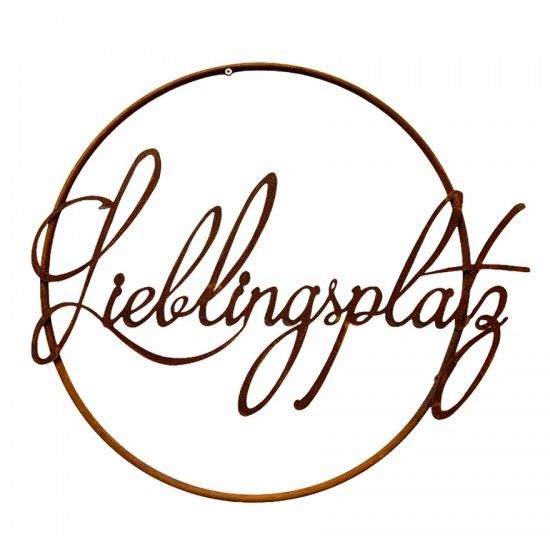 Lieblingsplatz Schilder und Schriftzug Edelrost Schriftzug - Lieblingsplatz - im Ring aus Metall, Ø 40 cm Edelrost Schriftzug "L
