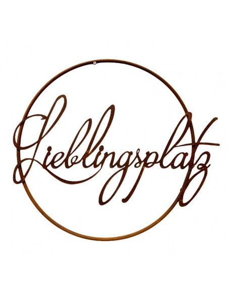 Lieblingsplatz Schilder und Schriftzug Edelrost Schriftzug - Lieblingsplatz - im Ring aus Metall, Ø 40 cm Edelrost Schriftzug "L