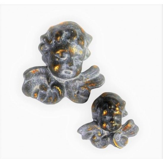 Weihnachtsdeko Engelskopf - Jamila - Grau-Gold 7 cm 
Dieser kleine Engelskopf hat ein liebliches Antlitz und durch die graue Pa