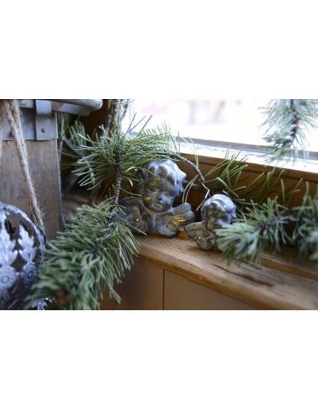 Weihnachtsdeko Engelskopf - Jamila - Grau-Gold 7 cm 
Dieser kleine Engelskopf hat ein liebliches Antlitz und durch die graue Pa