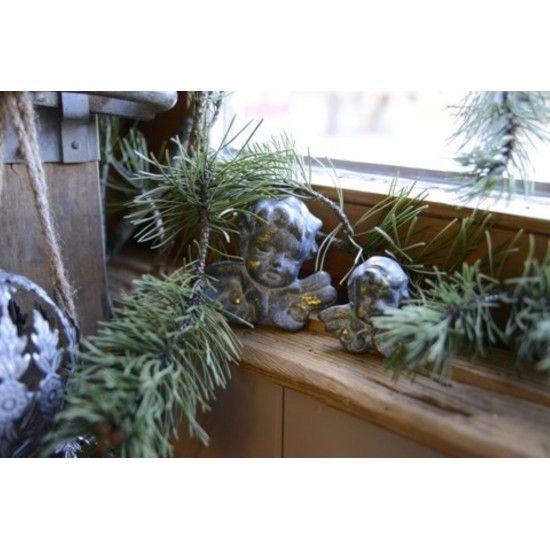 Weihnachtsdeko Engelskopf - Jamila - Grau-Gold 10 cm Dieser Engelskopf mit einem lächelnden Gesichtsausdruck, hat durch die Vera