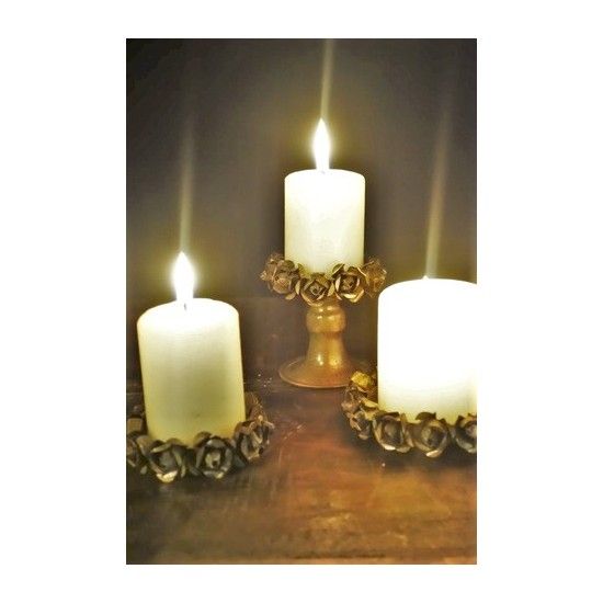 Weihnachtsdeko Kerzenteller - Rania -Antik Gold 8 x 2 cm 