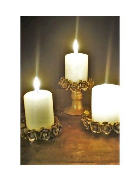 Weihnachtsdeko Kerzenteller - Rania -Antik Gold 8 x 2 cm 