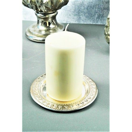 Weihnachtsdeko Kerzenteller - Vecchio - Silber 15 cm Ø 