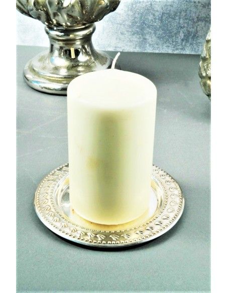Weihnachtsdeko Kerzenteller - Vecchio - Silber 15 cm Ø 