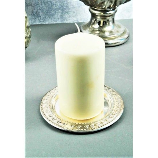 Weihnachtsdeko Kerzenteller - Vecchio - Silber 15 cm Ø 