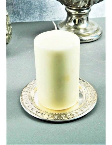 Weihnachtsdeko Kerzenteller - Vecchio - Silber 15 cm Ø 