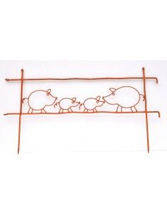 Gartendeko Rost Schweinefamilie Gartenzaunstecker - Edelrost Tafel - Höhe 30 cm x Breite 80 cm Gartenstecker mit einer Schweinef