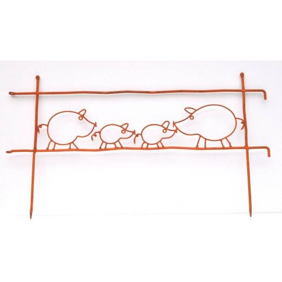 Gartendeko Rost Schweinefamilie Gartenzaunstecker - Edelrost Tafel - Höhe 30 cm x Breite 80 cm Gartenstecker mit einer Schweinef