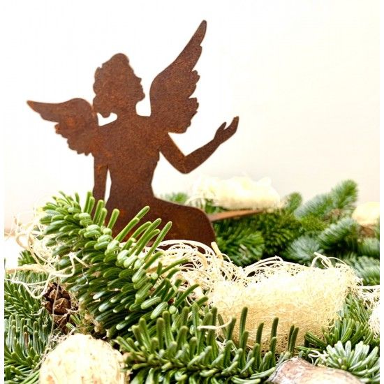 Engelfiguren kaufen und Engel Bastel-Ideen Kantenhocker Engelchen auf Mond sitzend für Glas Vasen 17 cm hoch 
Höhe 17 cm
Durch