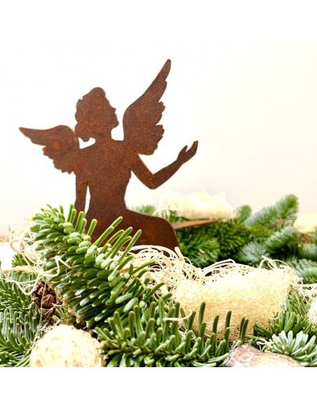 Engelfiguren kaufen und Engel Bastel-Ideen Kantenhocker Engelchen auf Mond sitzend für Glas Vasen 17 cm hoch 
Höhe 17 cm
Durch