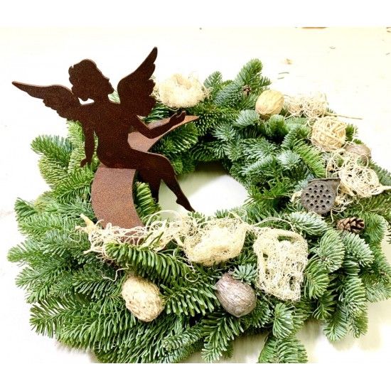 Engelfiguren kaufen und Engel Bastel-Ideen Kantenhocker Engelchen auf Mond sitzend für Glas Vasen 17 cm hoch 
Höhe 17 cm
Durch