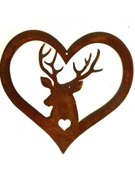 rostige Deko Hirsche und Rehe Hirsch im Herz zum Hängen, Breite 35 cm, Höhe 35 cm 
Hirsch im Herz zum Hängen
Breite 35 cm
Höh