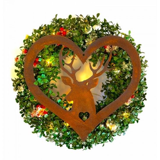 rostige Deko Hirsche und Rehe Deko Hirsch im Herz zum Hängen - Höhe 25 cm - klein 
Deko Herz mit Hirsch zum Hängen
Höhe 25 cm