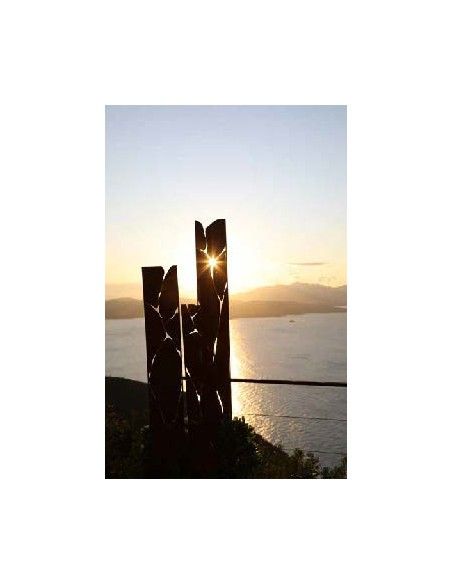 Skulpturen - Rostsäulen und Stelen  Deko Stele mit Goldrissen zum Stecken - Höhe 125 Höhe 125 cm
