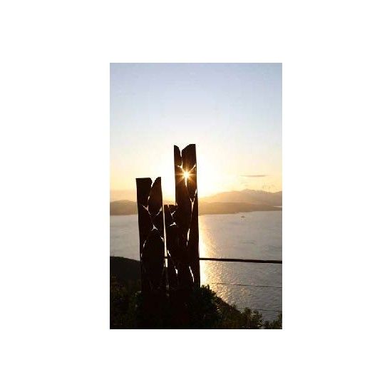 Skulpturen - Rostsäulen und Stelen  Deko Stele mit Goldrissen zum Stecken - Höhe 100 Höhe 100 cm