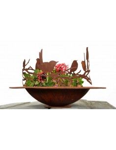 Vögel auf Astring zum Hängen und Stellen,  Durchmesser 35 cm Deko Shop Gartendekoration Blumenring Rostring Dekoring Edelrost 2