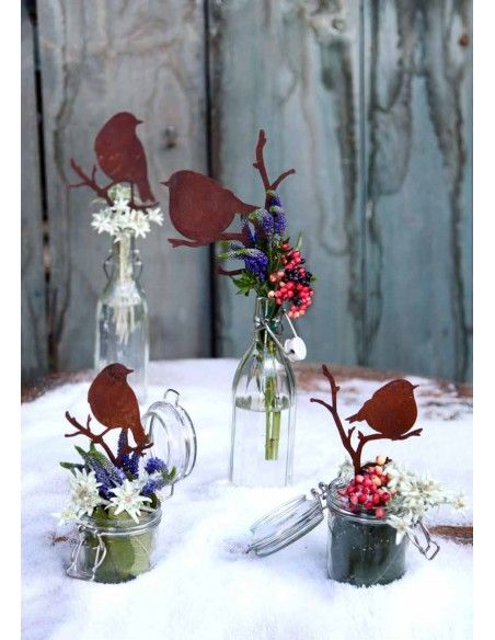 Tierstecker Edelrost Vögelchen auf Ast, 2er Set,  Höhe 17 cm zum Stecken Höhe 17 cm
zum Stecken
