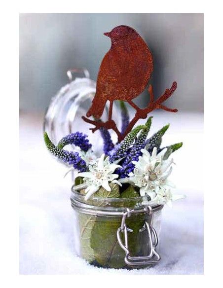 Tierstecker Edelrost Vögelchen auf Ast - 2er Set -  Höhe 24 cm zum Stecken 
2er Set Metall Vögelchen mit Stecker zum Dekorieren