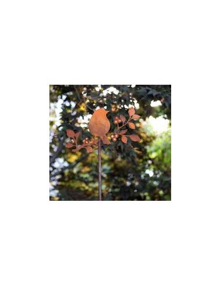 Gartenstecker Gartenstecker Goldbeerenast mit Vogel Verziert mit Goldpunkten
