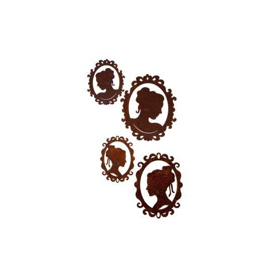 Menschen und Silhouetten Edelrost Camee nach unten blickend groß - 24 cm Edelrost Camee (Scherenschnitt) nach nostalgischer Art
