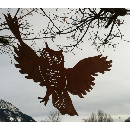Deko Eule lebensgroß zum Aufhängen als Gartendeko