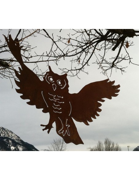 Fliegende Eule zur Wanddekoration 50 cm breit Gartenfigur UHU Eulenfigur