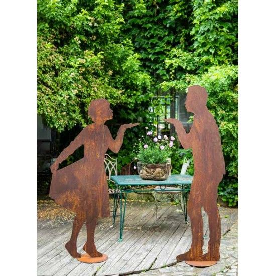 Standplatten und Bodenplatten und Standringe  Standplatte Ø 45 cm für Gartenfiguren mit Eisenstange mittig 50 cm hoch Standplatt