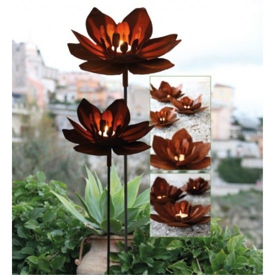 Kerzenhalter Blume - Fleur - mit Metallrohr für Stab - Ø 23 cm - klein Deko Blume "Fleur" aus Rost-Metall - klein
Durchmesser