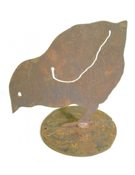 Edelrost Küken pickend, Höhe 13,5 cm