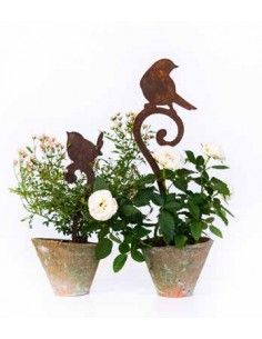 Vogel Deko kleiner Deko Vogel auf Curl sitzend 43 cm hoch 
Gartenstecker mit Vögelchen auf einem geschwungen Ornament Curl
30  2