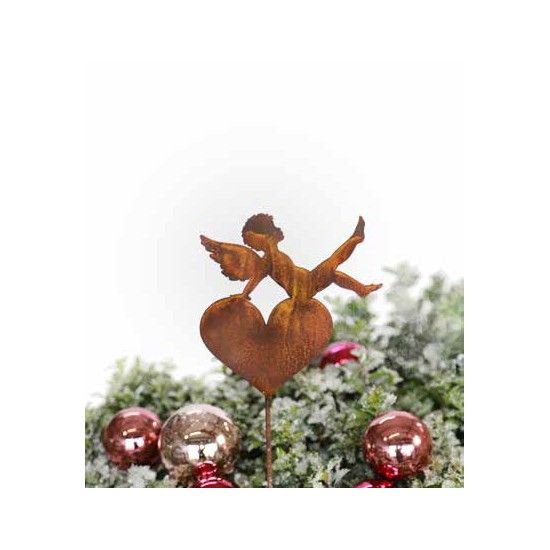 Weihnachtsdeko Putte auf Herz sitzend auf Stab - Höhe 22 cm - klein Dies ist eine Putte sitzend auf einem Herz als Gartenstecker