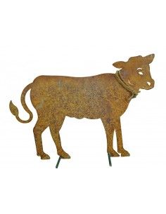 Edelrost Kuh groß 80 x 58 cm auf Stangen Original Allgäuer Rostkuh