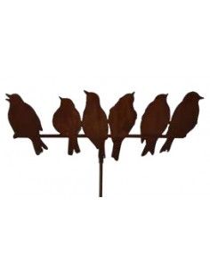 Frühling / Ostern 6 Vögel, wie auf dem -Drahtseil- sitzend - 52 cm breit - Variante B Wie ein Vogelschwarm auf der Stromleitung
