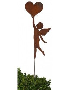 Engelfiguren kaufen und Engel Bastel-Ideen Putte mit Herz in der Hand als Gartenstecker - Höhe 79 cm - groß Dies ist eine Engels 2