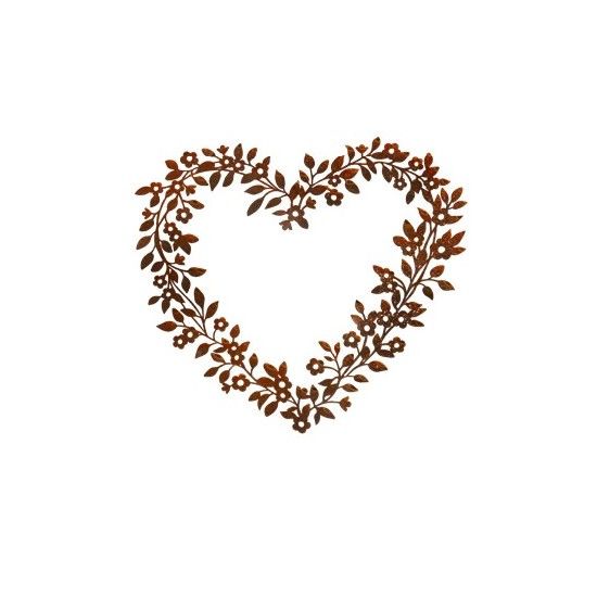 Herzige Dinge - Edelrost Dekoherzen Blütenherz - Fiori e foglie - groß 
Höhe 50 - 55 cm

