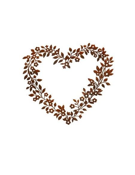 Herzige Dinge - Edelrost Dekoherzen Blütenherz - Fiori e foglie - groß 
Höhe 50 - 55 cm
