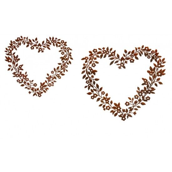 Herzige Dinge - Edelrost Dekoherzen Blütenherz - Fiori e foglie - groß 
Höhe 50 - 55 cm
