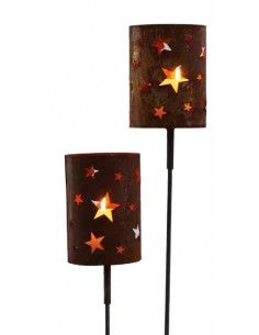 Gartendeko Rost Windlicht - Sterne - mit Metallrohr für Stab - Höhe 12 cm Dieses Windlicht mit Sternen Motiv kommt mit einer Hül 2