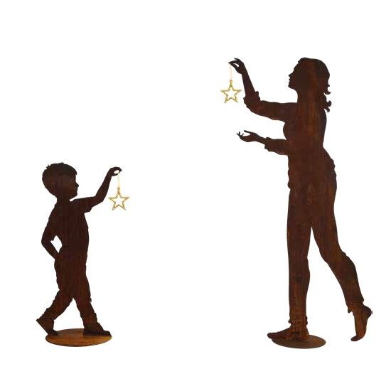 Gartendeko Rost Schmückender Junge auf Platte - Andi - Höhe 105 cm Dieser schmückende Junge "Andi" auf Platte ist ein besonderer