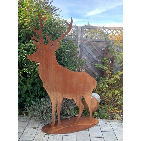 Hirsche, Wildtiere und Waldbewohner XL Deko Hirsch seitlich auf Platte - Größe 3 - Höhe 161 cm 
Hirsch seitlich auf Platte 2 mm