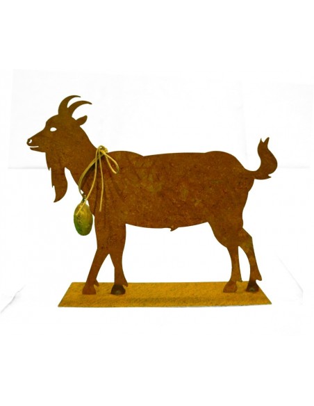 Allgäu Deko Edelrost Ziege mit Glocke 30 cm  - rostige Gaiß schöne Ziege inkl. Glocke auf Platte als Tischdeko, oder für Fenster