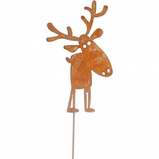 Gartendeko Rost Edelrost Rentier auf Stab - Höhe 35 cm, Breite 15 cm Dieses Rentier kann mit seiner Größe entweder als Gartenste
