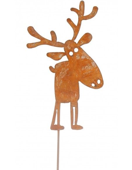 Gartendeko Rost Edelrost Rentier auf Stab - Höhe 35 cm, Breite 15 cm Dieses Rentier kann mit seiner Größe entweder als Gartenste