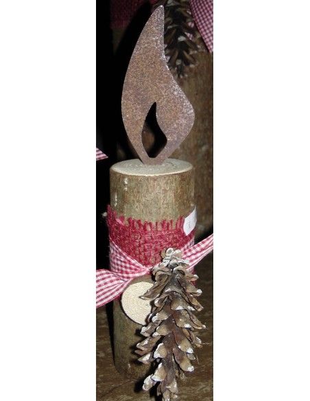 Weihnachtsdeko Flamme 30 cm in Edelrost - große Rostflamme für Baumstamm Rostflamme zum Einschlagen in  Holzscheite und Baumstäm