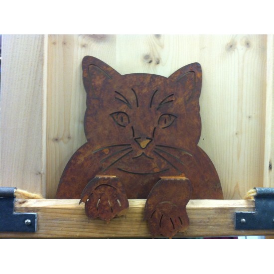 Rost Katzenkopf zum Einhängen an Zäunen und Brettern, Fensterrahmen Deko Katzen und Mäuse