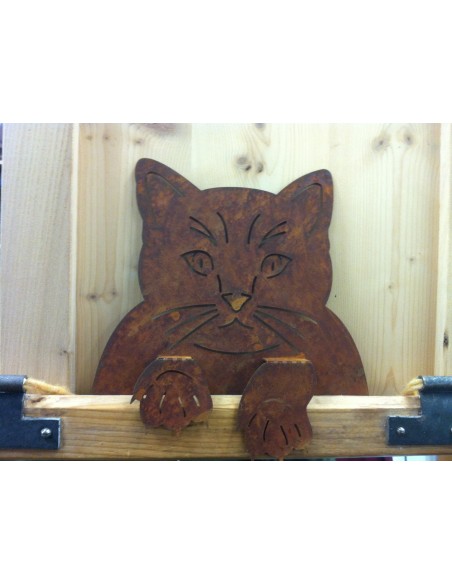 Rost Katzenkopf zum Einhängen an Zäunen und Brettern, Fensterrahmen Deko Katzen und Mäuse